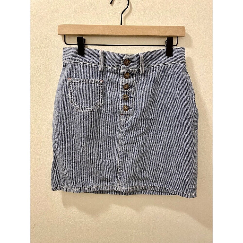 VTG Guess Denim Mini Skirt Size 31 Pinstripe Blue Jean 90s Y2K Bratz School girl